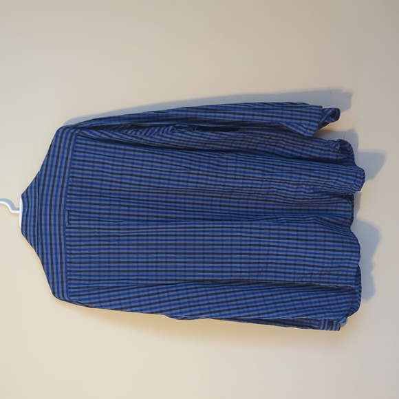 Blue Grey Checker Men's Button Down Shirt - Picture 3 of 3